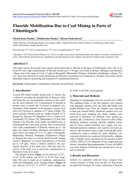 Fluoride Mobilization Due to Coal Mining in Parts of Chhattisgarh