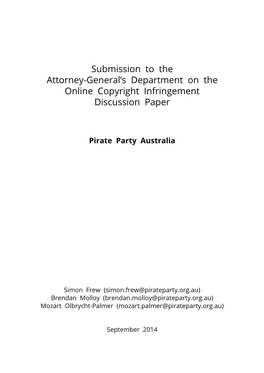 Submission to the Attorney-General's Department on the Online Copyright Infringement Discussion Paper