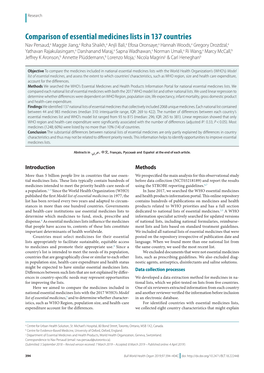 Comparison of Essential Medicines Lists in 137 Countries