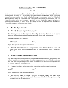 THE NETHERLANDS 2010-2012 in This Report Developments