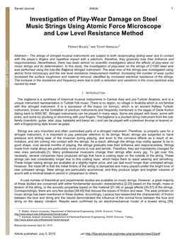 Investigation of Play-Wear Damage on Steel Music Strings Using Atomic Force Microscope and Low Level Resistance Method