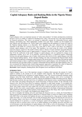 Capital Adequacy Ratio and Banking Risks in the Nigeria Money Deposit Banks