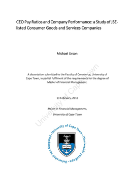 CEO Pay Ratios and Company Performance: a Study of JSE- Listed Consumer Goods and Services Companies