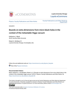 Bounds on Extra Dimensions from Micro Black Holes in the Context of the Metastable Higgs Vacuum