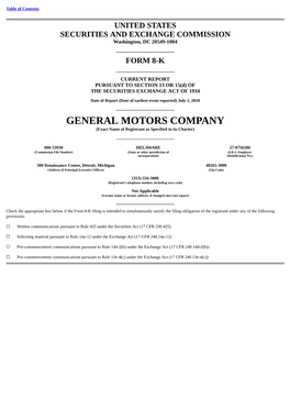 GENERAL MOTORS COMPANY (Exact Name of Registrant As Specified in Its Charter)