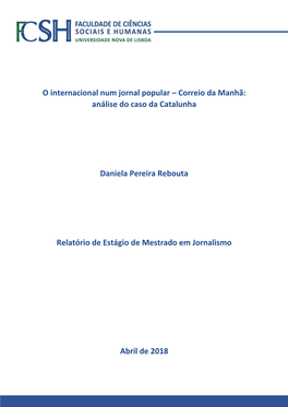 O Internacional Num Jornal Popular – Correio Da Manhã: Análise Do Caso Da Catalunha