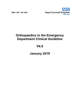 Orthopaedics in the Emergency Department Clinical Guideline