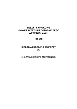 Zeszyty Naukowe Uniwersytetu Przyrodniczego We Wroc Awiu