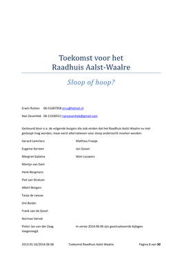 Toekomst Voor Het Raadhuis Aalst-Waalre