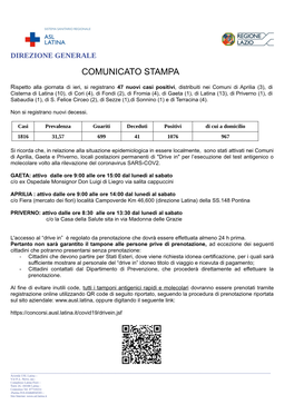 Comunicato Stampa