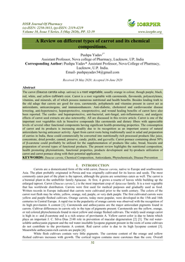 A Review on Different Types of Carrot and Its Chemical Compositions