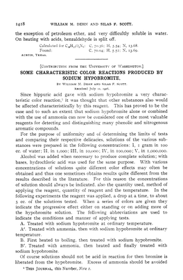 1418 Some Characteristic Color Reactions Produced