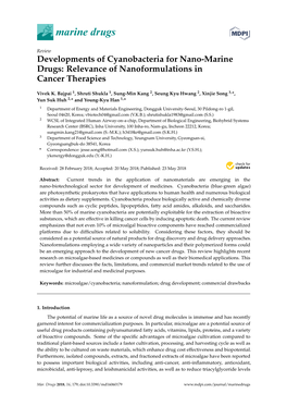 Developments of Cyanobacteria for Nano-Marine Drugs: Relevance of Nanoformulations in Cancer Therapies
