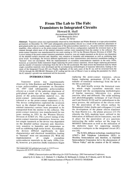 Transistors to Integrated Circuits Howar