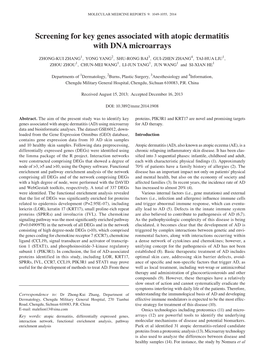 Screening for Key Genes Associated with Atopic Dermatitis with DNA Microarrays