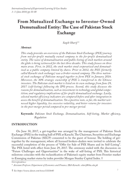 The Case of Pakistan Stock Exchange