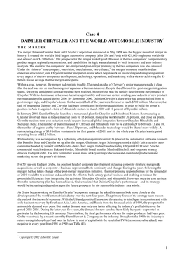 Case 4 DAIMLER CHRYSLER and the WORLD AUTOMOBILE INDUSTRY