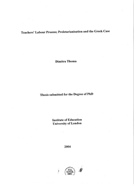 Teachers' Labour Process; Proletarianisation and the Greek Case