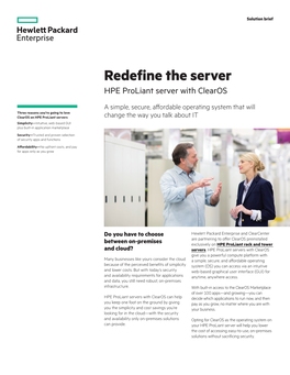 Redefine the Server HPE Proliant Server with Clearos Solution Brief