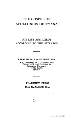 The Gospel of Apollonius of Tyana