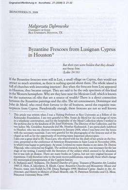 Byzantine Frescoes from Lusignan Cyprus in Houston*