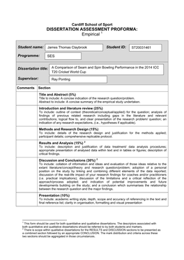 DISSERTATION ASSESSMENT PROFORMA: Empirical 1