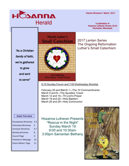 Herald a Publication of Hosanna Lutheran Church, ELCA Rochester, Minnesota