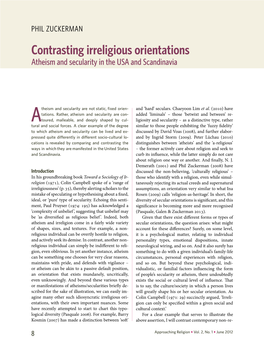 Contrasting Irreligious Orientations Atheism and Secularity in the USA and Scandinavia