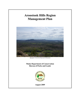 Aroostook Hills Region Management Plan