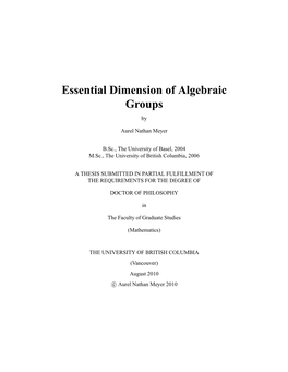 Essential Dimension of Algebraic Groups By