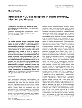 Intracellular NOD-Like Receptors in Innate Immunity, Infection and Disease