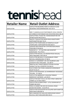 Find a Shop That Stocks Tennishead Near You by Simply Clicking Here