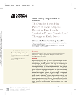 The Paradox Behind the Pattern of Rapid Adaptive Radiation: How Can the Speciation Process Sustain Itself Through an Early Burst?