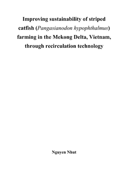 Improving Sustainability of Striped Catfish (Pangasianodon Hypophthalmus) Farming in the Mekong Delta, Vietnam, Through Recirculation Technology