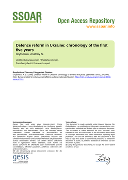Defence Reform in Ukraine: Chronology of the First Five