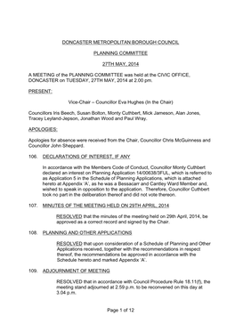 Page 1 of 12 DONCASTER METROPOLITAN BOROUGH COUNCIL