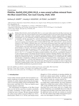 2H O, a New Uranyl Sulfate Mineral from the Blue Lizard Mine, San