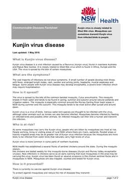 Kunjin Virus Is Closely Related to West Nile Virus