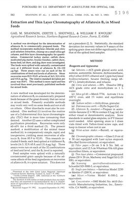 Extraction and Thin Layer Chromatography of Aflatoxin B1 in Mixed Feeds