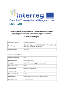 Collection of the Best Practices in Existing Governance Models Regarding Labour Market Relevance of Higher Education in the Danube Region