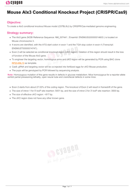 Mouse Alx3 Conditional Knockout Project (CRISPR/Cas9)