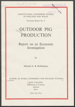 Outdoor Pig Production