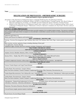 ORTHOPAEDIC SURGERY (Adult and Pediatric Except As Specified on Page 6)