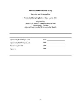 Perchlorate Occurrence Study