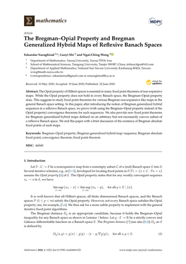 The Bregman–Opial Property and Bregman Generalized Hybrid Maps of Reﬂexive Banach Spaces