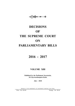 Decisions of the Supreme Court on Parliamentary Bills (2016