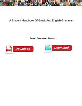 A Student Handbook of Greek and English Grammar