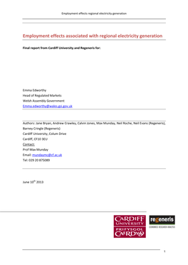 Employment Effects Associated with Regional Electricity Generation , File