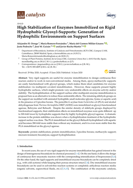 High Stabilization of Enzymes Immobilized on Rigid Hydrophobic Glyoxyl-Supports: Generation of Hydrophilic Environments on Support Surfaces