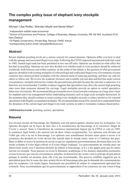 The Complex Policy Issue of Elephant Ivory Stockpile Management